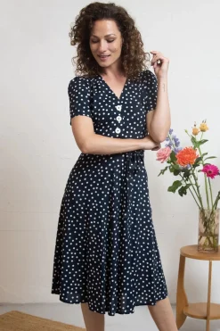 Very Cherry Magnolia Polka Dot Jurk In Marineblauw>Vrouwen Plus Size Jurken