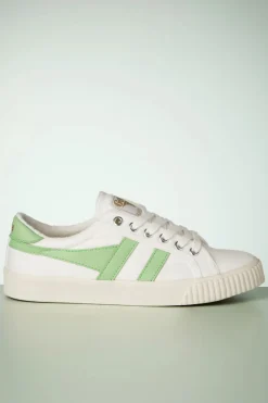 Gola Mark Cox Tennis Sneakers In Gebroken Wit En Patina Groen>Vrouwen Sneakers
