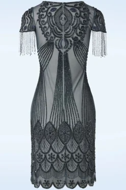 GatsbyLady Marta Flapper Jurk In Blauw En Grijs>Vrouwen A Lijn Jurken