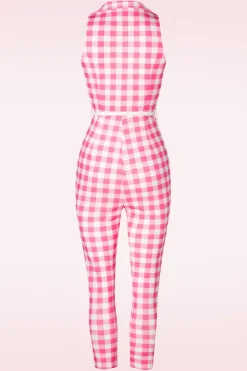 Rebel Love Clothing Midge Gingham Jumpsuit In Roze><noscript><img width=