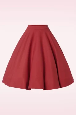 Collectif Clothing Milla Swing Rok In Rood>Vrouwen Rokken