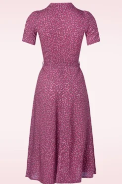 Very Cherry Minouche Revers Midi Jurk In Paarsrood>Vrouwen Swing Jurken