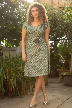 King Louie Mira Merlini Jurk In Woodbine Groen>Vrouwen Swing Jurken