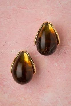 Topvintage Boutique Collection Molly Oorbellen In Goud En Bruin>Vrouwen Sieraden