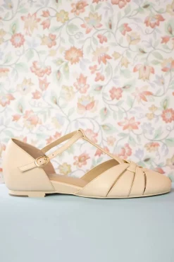 Charlie Stone Montpellier Flats Met T-Strapjes In Creme>Vrouwen Ballerina's