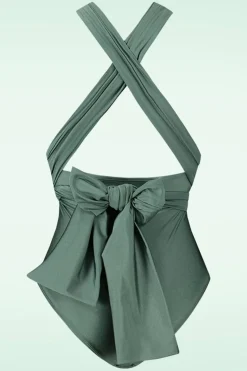 TC Beach Multiway Badpak In Groene Glitter>Vrouwen Badpakken