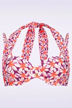 TC Beach Multiway Summer Flowers Bikinitop In Paars>Vrouwen Bikini's