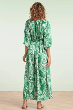 Smashed Lemon Myra Maxi Jurk In Gebroken Wit En Groen><noscript><img width=