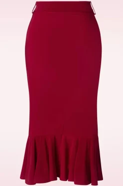 Vintage Chic for Topvintage Naomi Ruffle Pencil Rok In Rood>Vrouwen Rokken