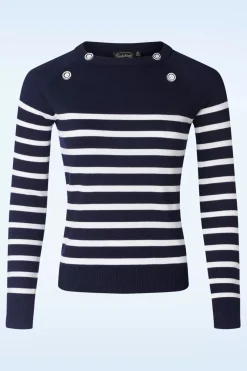 Vixen Nautical Stripe Sweater In Marineblauw>Vrouwen Truitjes
