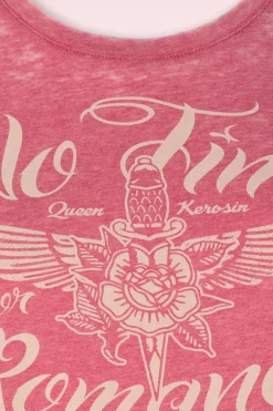 Queen Kerosin No Time T-Shirt In Rode Wassing><noscript><img width=