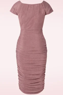 Glamour Bunny Norma Jeane Pencil Jurk In Roze Glitter><noscript><img width=