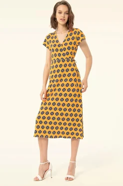 Surkana Nylah Jurk In Geel>Vrouwen Midi Jurken