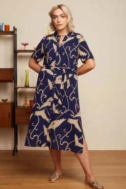 King Louie Olive Pixy Jurk In Avondblauw>Vrouwen Plus Size Jurken