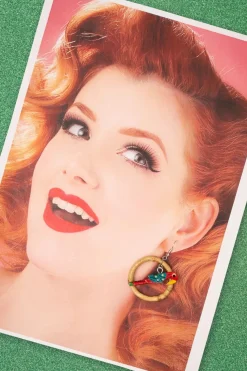 Glitz-o-Matic Papegaai Bamboe Oorringen In Rood>Vrouwen Sieraden