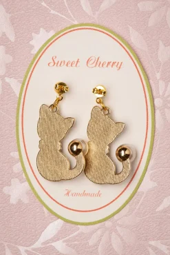 Sweet Cherry Parel Kat Drop Oorbellen In Goud><noscript><img width=