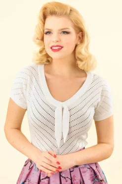 Banned Retro Patricia Pointelle-Top In Gebroken Wit>Vrouwen Tops