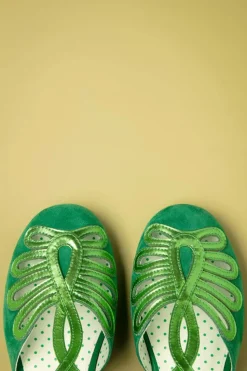 Lola Ramona Penny Suede Dainty Ballerina's In Groen>Vrouwen Ballerina's