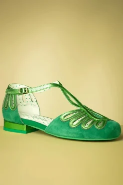 Lola Ramona Penny Suede Dainty Ballerina's In Groen><noscript><img width=