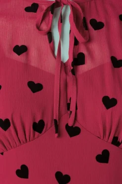 Vixen Peppa Chiffon Hearts Tea Jurk In Frambozenrood><noscript><img width=