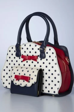 Banned Retro Poppy Polka Handtas In Wit><noscript><img width=