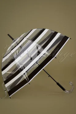 So Rainy Rayures Transparent Dome Paraplu In Zwart En Wit>Vrouwen Paraplu's