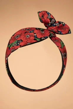 Be Bop a Hairbands Retro Poppies Haarsjaal In Zwart En Rood>Vrouwen Haaraccessoires