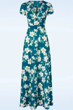 Vintage Chic for Topvintage Rinda Bloemen Maxi Jurk In Blauw>Vrouwen Plus Size Jurken
