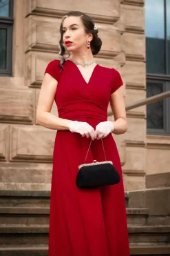 Vintage Chic for Topvintage Rinda Maxi-Jurk In Lippenstiftrood>Vrouwen Plus Size Jurken