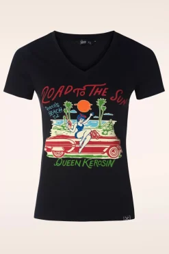 Queen Kerosin Road To The Sun T-Shirt In Zwart>Vrouwen T-Shirts