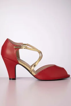 Banned Retro Sassy Dance Peeptoe Pumps In Rood>Vrouwen Pumps