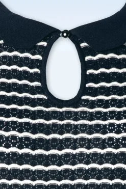 Vixen Scallop Stripe Top In Marineblauw><noscript><img width=