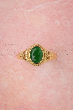 Topvintage Boutique Collection Selflove Ring In Goud En Groen>Vrouwen Sieraden