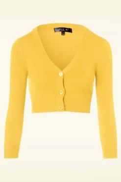 Mak Sweater Shela Cropped Vest In Custardgeel>Vrouwen Vestjes