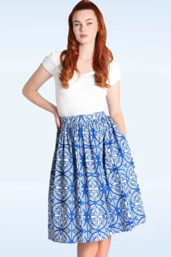 Bunny Sicily Swing Rok In Blauw En Wit>Vrouwen Rokken