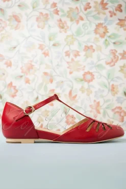Charlie Stone Singapore T-Strap Ballerina's Flats In Rood>Vrouwen Ballerina's