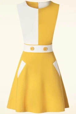Vixen Sixties Contrast Jurk In Geel>Vrouwen Plus Size Jurken
