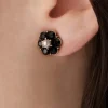 Lovely Small Jet Flower Stud Oorbellen In Zwart>Vrouwen Sieraden