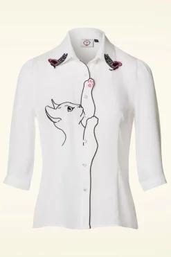 Banned Retro Snow Bird Blouse In Ivoorwit>Vrouwen Blouses