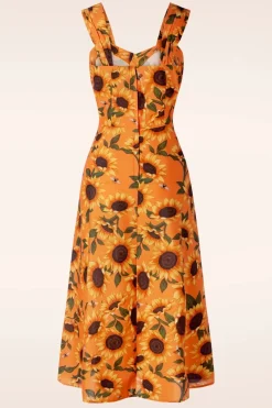 Vixen Sunflower Print Midi Jurk In Oranje>Vrouwen Plus Size Jurken