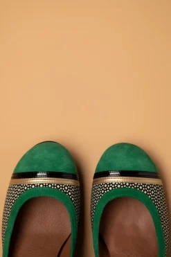Nemonic Tessy Suede Mary Jane Pumps In Groen En Zwart>Vrouwen Pumps