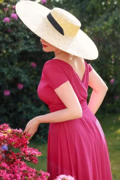 Vintage Diva The Alessandra Swing Jurk In Felroze>Vrouwen Effen Jurken