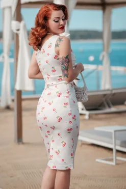 Glamour Bunny The Harper Penciljurk Met Kersenprint In Wit><noscript><img width=