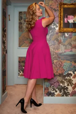Glamour Bunny The Harper Swing Jurk In Telemagenta Roze>Vrouwen Effen Jurken