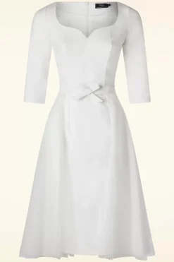 Vintage Diva The Patrizia Pencil Jurk In Wit><noscript><img width=