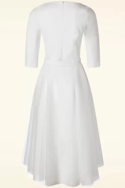 Vintage Diva The Patrizia Pencil Jurk In Wit><noscript><img width=