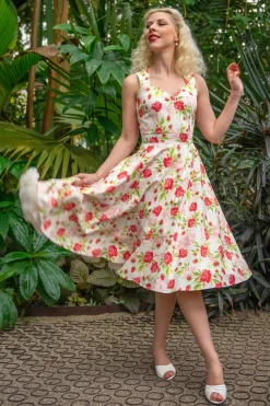 Topvintage Boutique Collection Topvintage Exclusive ~ Eliane Rose Swing Jurk In Wit>Vrouwen Plus Size Jurken