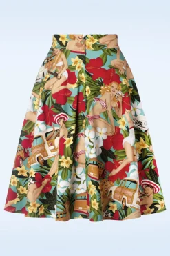 Banned Retro Tropic Dreamer Swing Rok In Blauw>Vrouwen Rokken