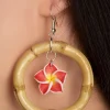 Glitz-o-Matic Tropical Flower Bamboe Hoop Oorbellen>Vrouwen Sieraden