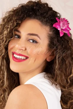 Topvintage Boutique Collection Tropical Vibes Haarbloemclip In Roze>Vrouwen Haaraccessoires
